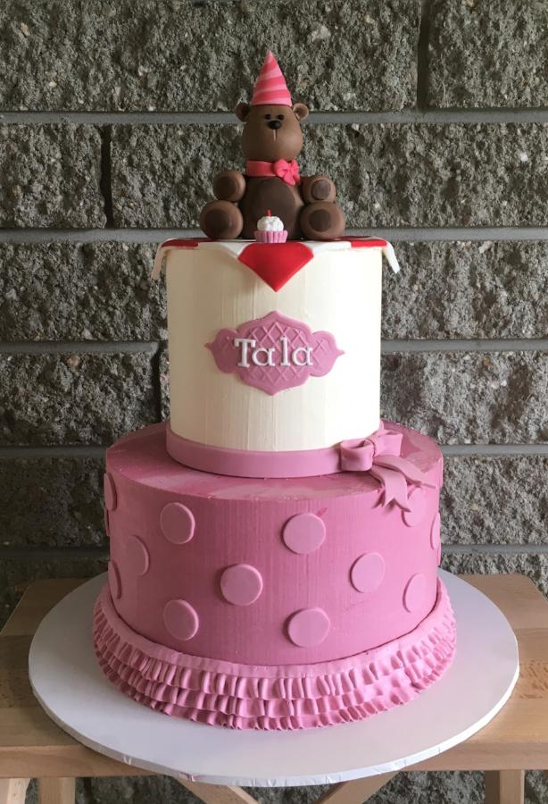 bear birthday cake polka dot